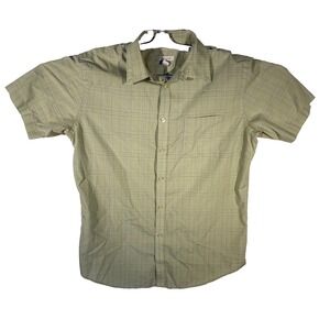 Vanheusen Womens Green Plaid Classic Look Button Up Pocket Shirt Size M 15-15.5